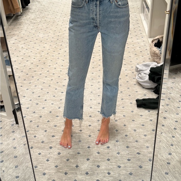 Agolde Light Blue Straight Leg Jeans - Picture 6 of 7